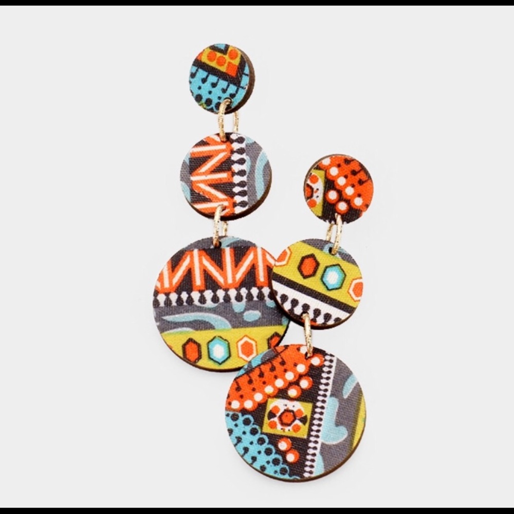 Wooden Print Earrings